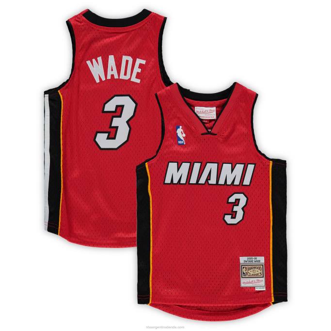 NBA 0F6D16878 preescolar miami heat dwyane wade mitchell & ness rojo hardwood classics player jersey