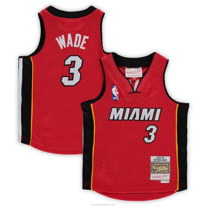 NBA 0F6D17343 miami heat dwyane wade mitchell & ness camiseta roja de jugador de clásicos de madera dura
