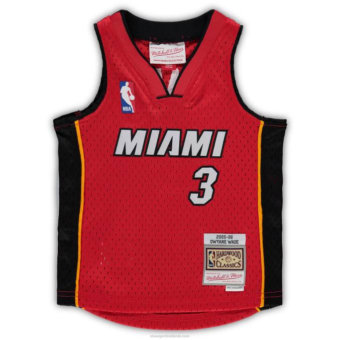 NBA 0F6D17343 miami heat dwyane wade mitchell & ness camiseta roja de jugador de clásicos de madera dura