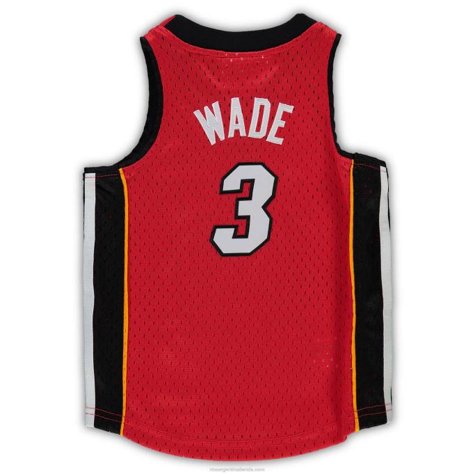 NBA 0F6D17343 miami heat dwyane wade mitchell & ness camiseta roja de jugador de clásicos de madera dura