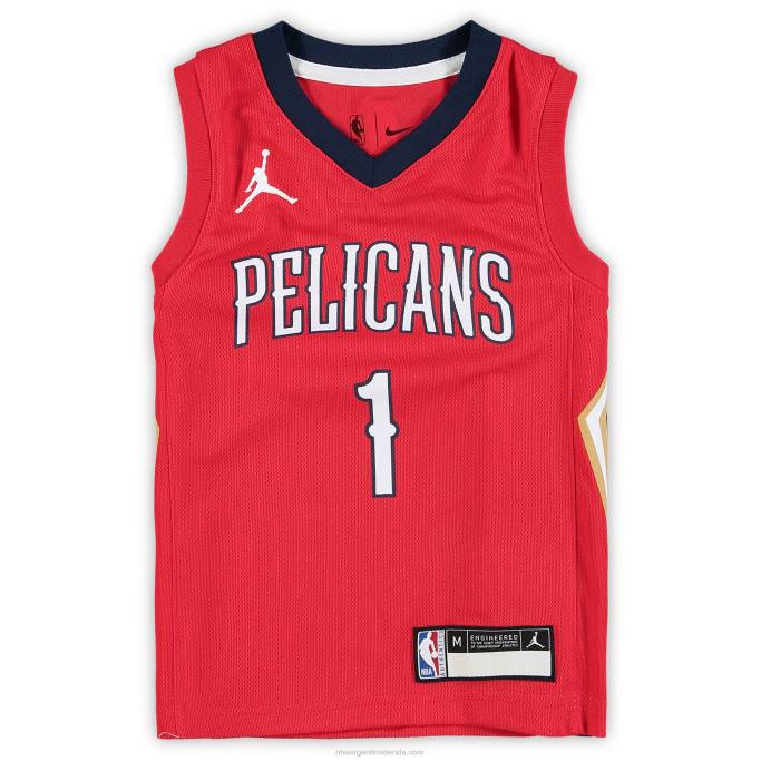 NBA 0F6D17255 preescolar pelícanos de nueva orleans zion williamson jordan brand rojo fast break replica jersey
