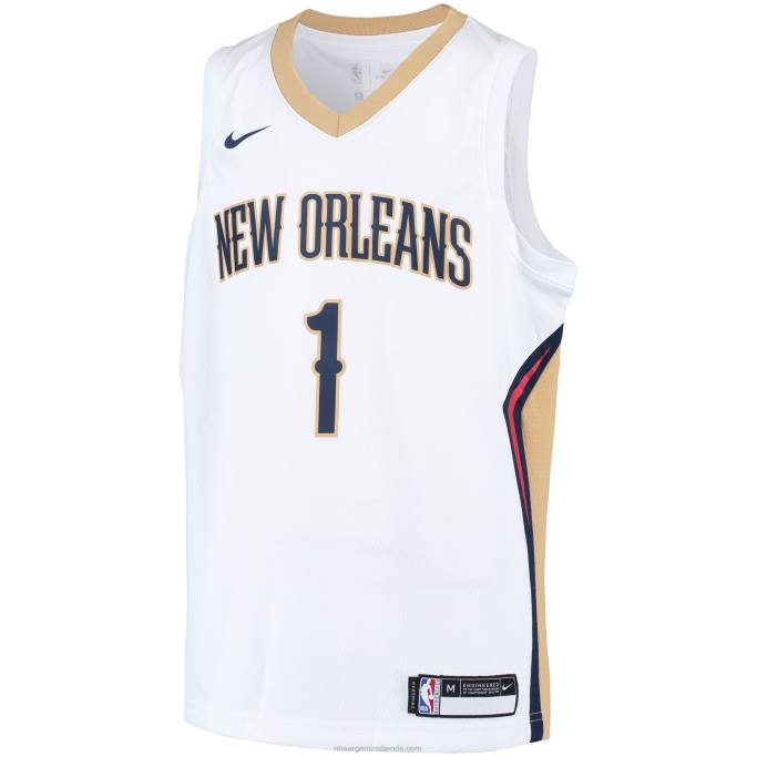 NBA 0F6D17423 New Orleans Pelicans Zion Williamson Nike Blanco Swingman Jugador Jersey