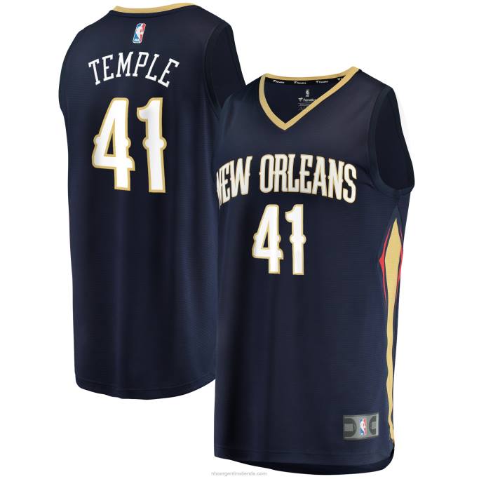 NBA 0F6D18365 New Orleans Pelicans Garrett Temple Navy Réplica de camiseta de descanso rápido