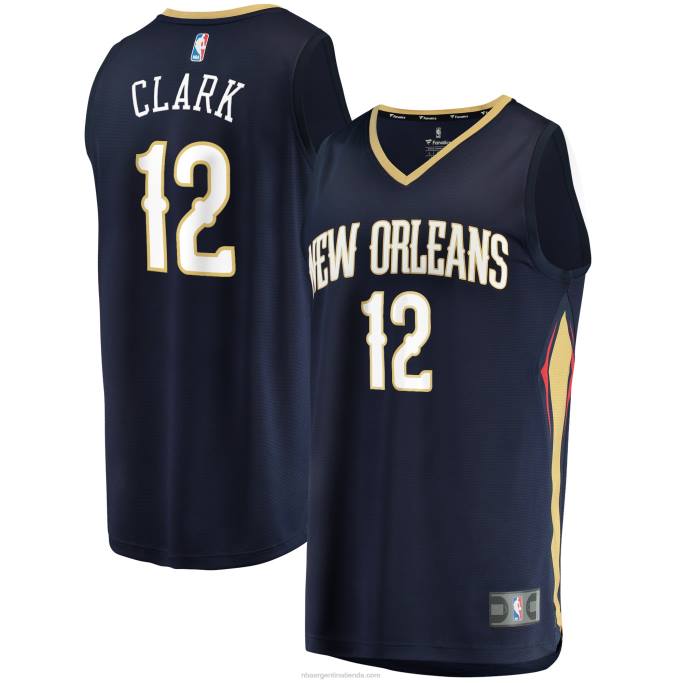 NBA 0F6D19248 New Orleans Pelicans Gary Clark Navy Fast Break Réplica Jersey