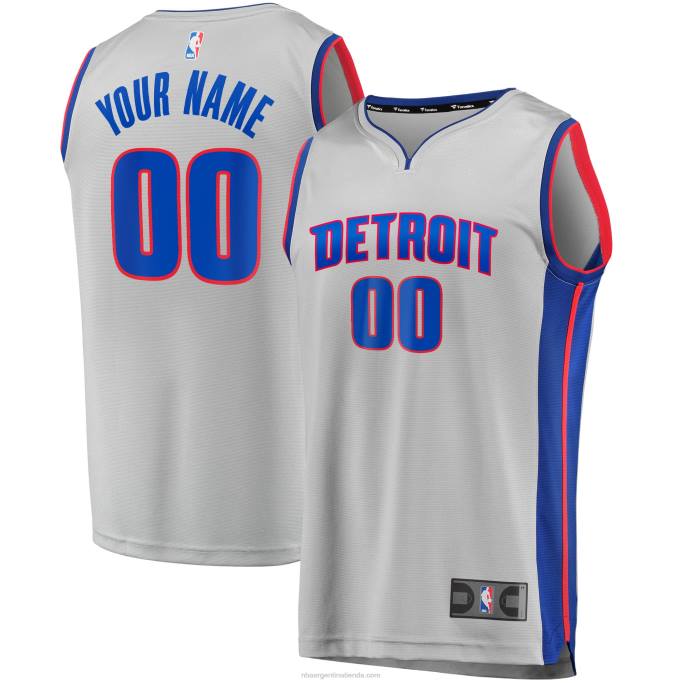 NBA 0F6D17533 Detroit Pistons plata Fast Break Réplica camiseta personalizada