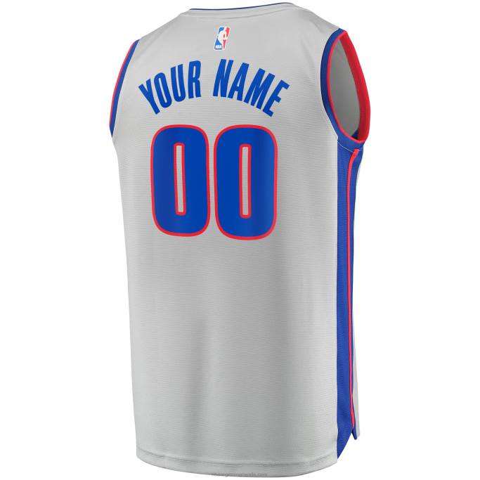 NBA 0F6D17533 Detroit Pistons plata Fast Break Réplica camiseta personalizada