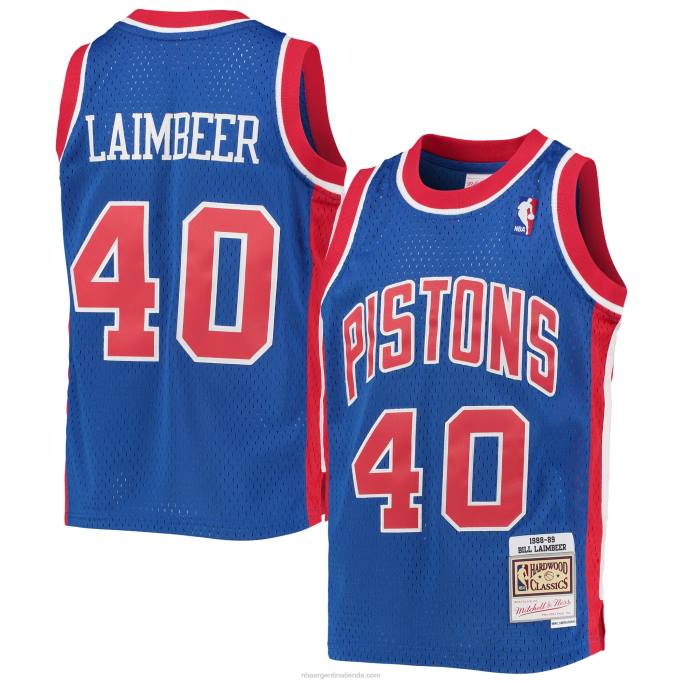 NBA 0F6D17757 detroit pistons bill laimbeer mitchell & ness azul 1988-89 hardwood classics swingman jersey