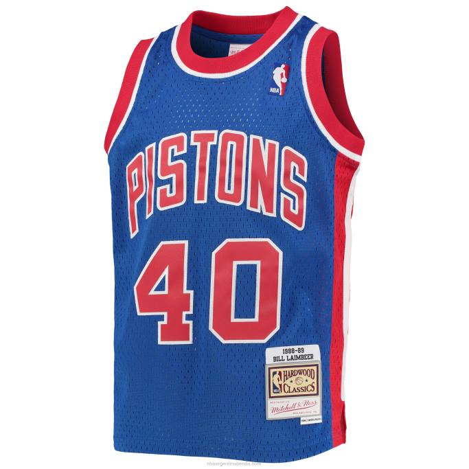 NBA 0F6D17757 detroit pistons bill laimbeer mitchell & ness azul 1988-89 hardwood classics swingman jersey
