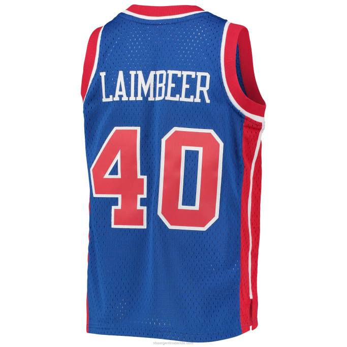 NBA 0F6D17757 detroit pistons bill laimbeer mitchell & ness azul 1988-89 hardwood classics swingman jersey