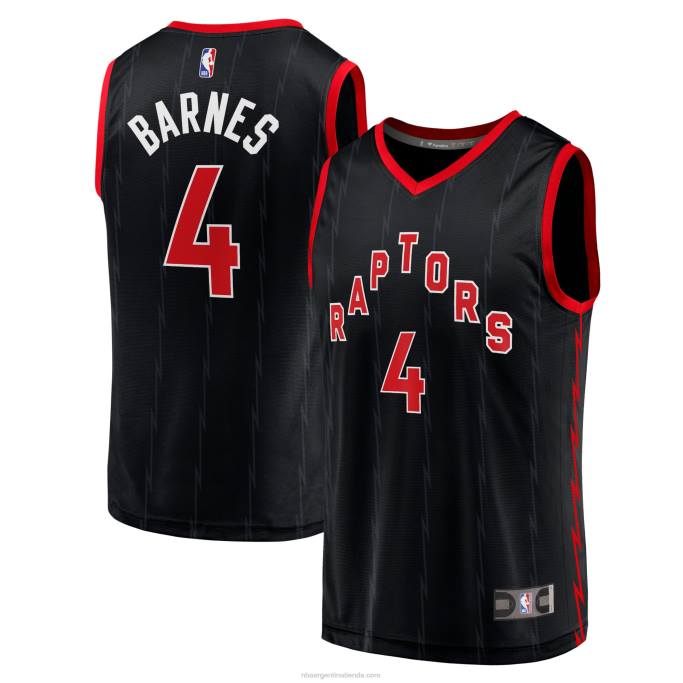 NBA 0F6D17293 toronto raptors scottie barnes camiseta negra de jugador de descanso rápido