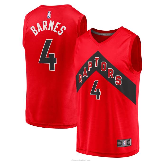NBA 0F6D17331 toronto raptors scottie barnes rojo 2021 draft primera ronda pick fast break replica jersey