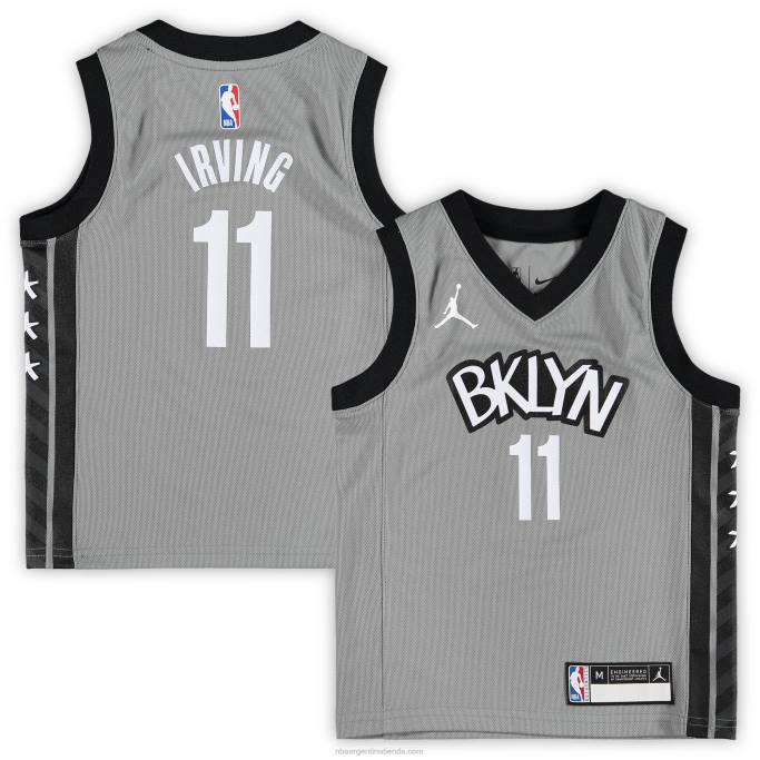 NBA 0F6D16915 preescolar brooklyn nets kyrie irving jordan marca gris fast break replica jersey