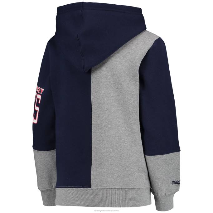 NBA 0F6D17820 new jersey nets blue/heathered grey hardwood classics sudadera con capucha de forro polar de color dividido