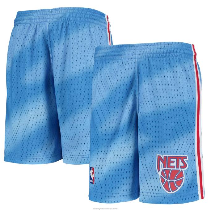 NBA 0F6D18045 New Jersey Nets Mitchell & Ness pantalones cortos azules clásicos de madera dura Swingman