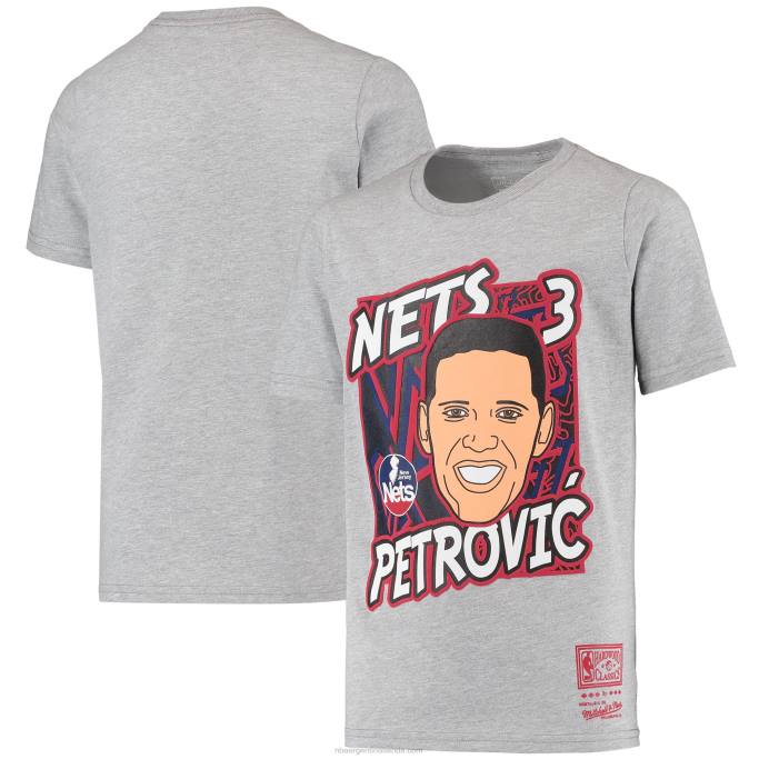 NBA 0F6D18770 New Jersey Nets Drazen Petrovic camiseta de jugador de rey de la cancha de madera dura gris jaspeado