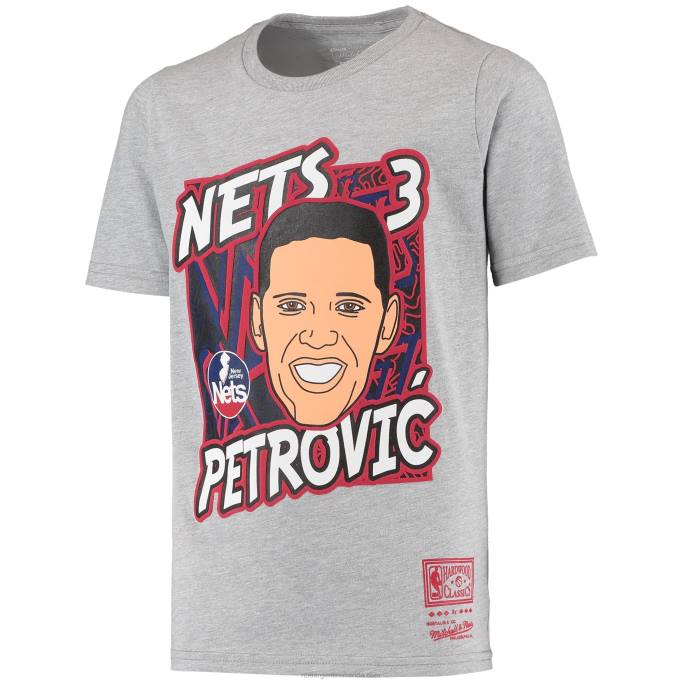 NBA 0F6D18770 New Jersey Nets Drazen Petrovic camiseta de jugador de rey de la cancha de madera dura gris jaspeado