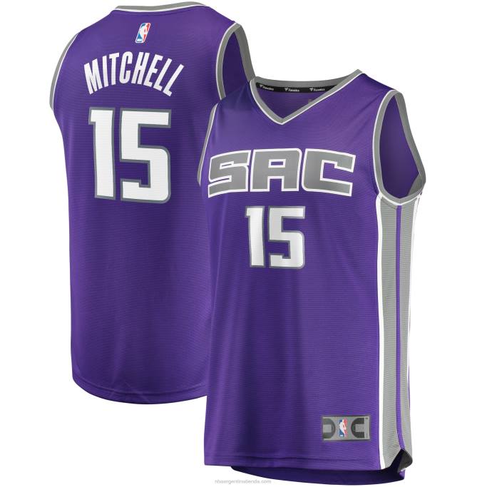 NBA 0F6D17013 Sacramento Kings Davion Mitchell Purple 2021 draft primera ronda pick fast break réplica jersey