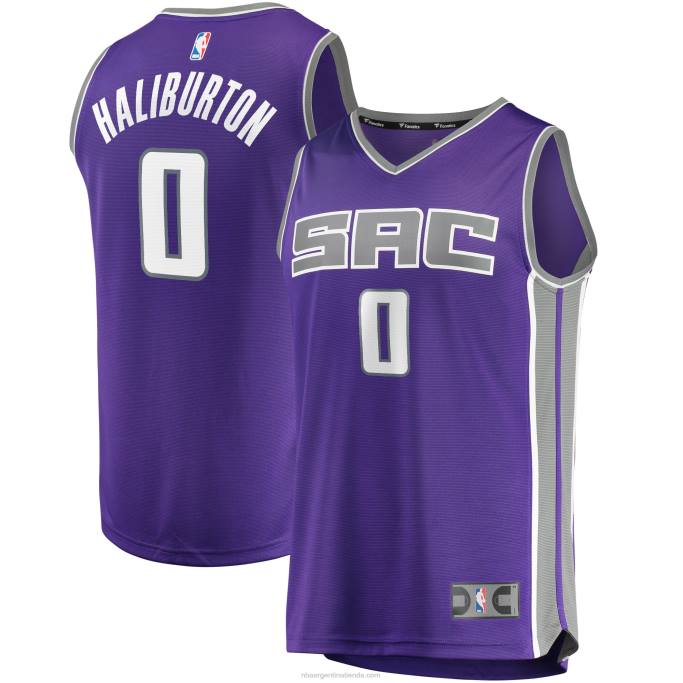 NBA 0F6D17356 sacramento kings tyrese haliburton draft púrpura primera ronda pick fast break replica jersey