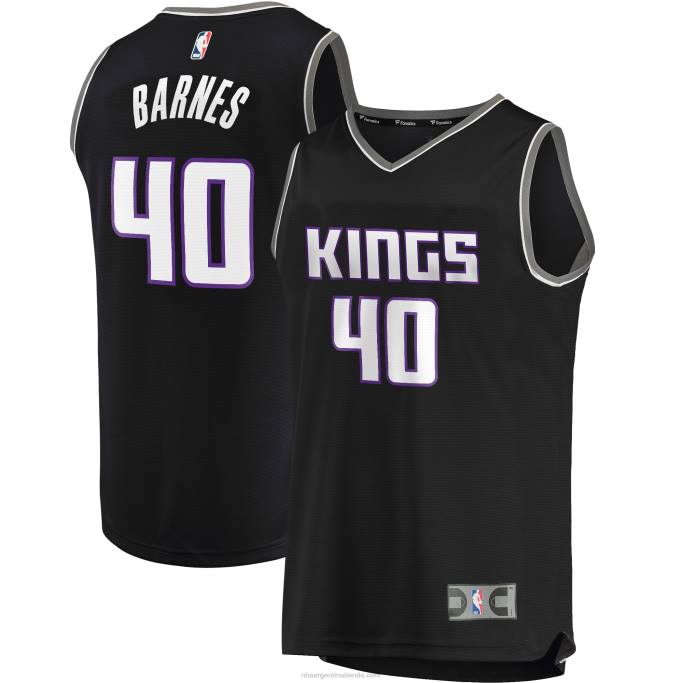NBA 0F6D18035 Sacramento Kings Harrison Barnes Réplica de camiseta negra de jugador Fast Break