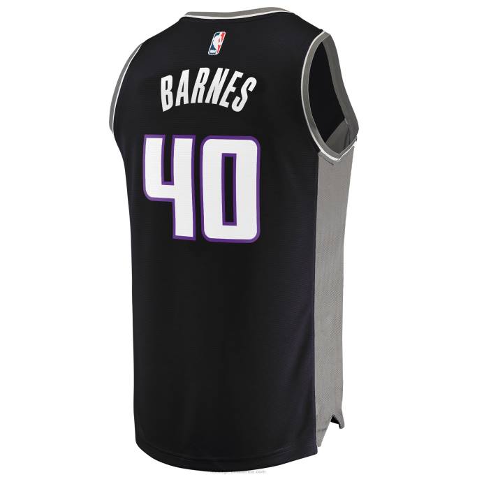 NBA 0F6D18035 Sacramento Kings Harrison Barnes Réplica de camiseta negra de jugador Fast Break