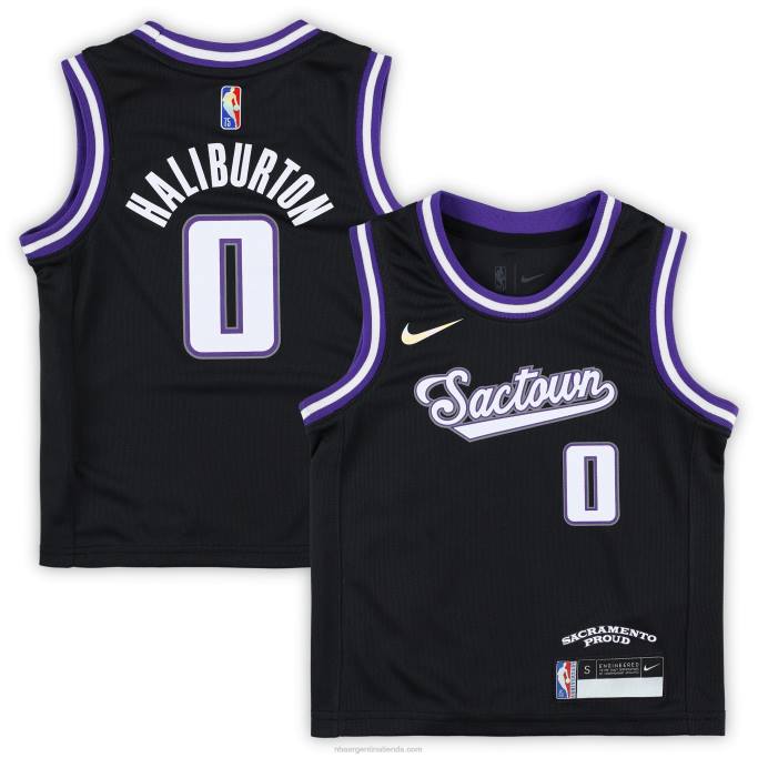 NBA 0F6D18193 Preescolar Sacramento Kings Tyrese Haliburton Nike Negro Replica Jersey