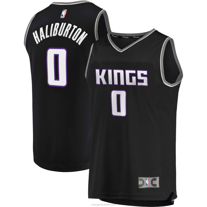 NBA 0F6D18289 Sacramento Kings Tyrese Haliburton camiseta de jugador de réplica de descanso rápido negro
