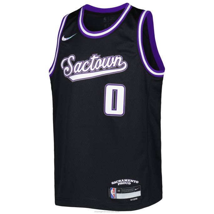 NBA 0F6D19305 Camiseta de los Sacramento Kings Tyrese Haliburton Nike Swingman negra.