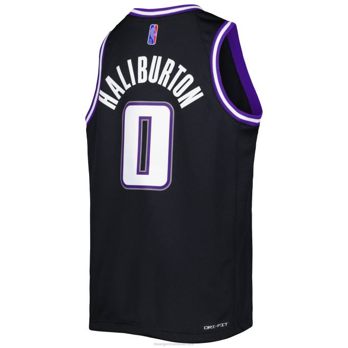 NBA 0F6D19305 Camiseta de los Sacramento Kings Tyrese Haliburton Nike Swingman negra.
