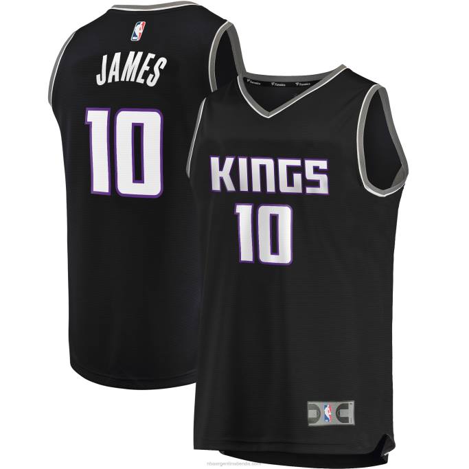 NBA 0F6D19362 Sacramento Kings Justin James Réplica de camiseta negra Fast Break