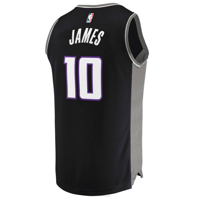 NBA 0F6D19362 Sacramento Kings Justin James Réplica de camiseta negra Fast Break