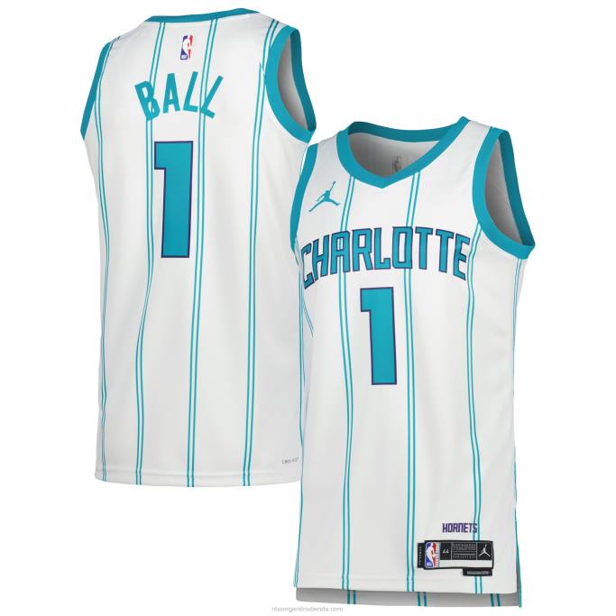 NBA 0F6D359 charlotte hornets lamelo ball jordan brand blanco swingman jersey