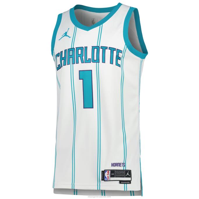 NBA 0F6D359 charlotte hornets lamelo ball jordan brand blanco swingman jersey