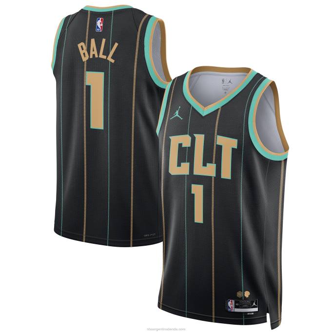 NBA 0F6D77 charlotte hornets lamelo ball jordan brand negro swingman jersey