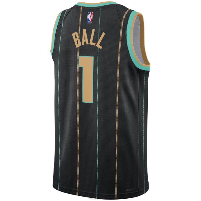 NBA 0F6D77 charlotte hornets lamelo ball jordan brand negro swingman jersey