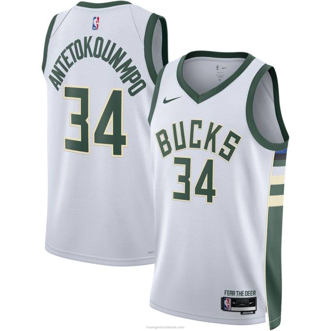 NBA 0F6D204 camiseta milwaukee bucks giannis antetokounmpo nike blanca swingman