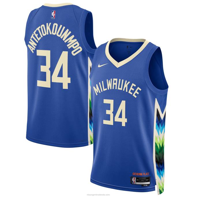 NBA 0F6D85 milwaukee bucks giannis antetokounmpo camiseta nike royal swingman