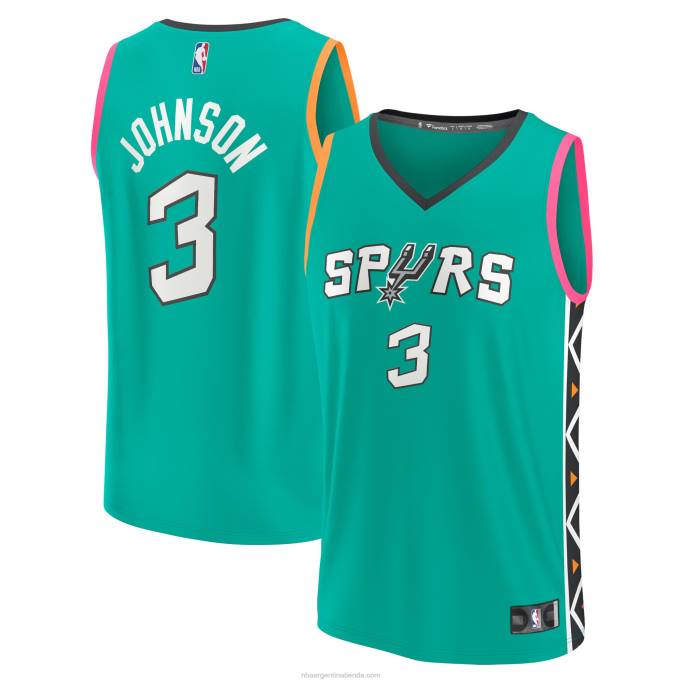 NBA 0F6D319 camiseta de los san antonio spurs keldon johnson turquesa fastbreak