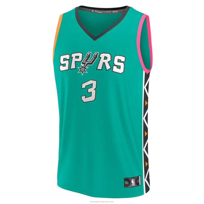 NBA 0F6D319 camiseta de los san antonio spurs keldon johnson turquesa fastbreak