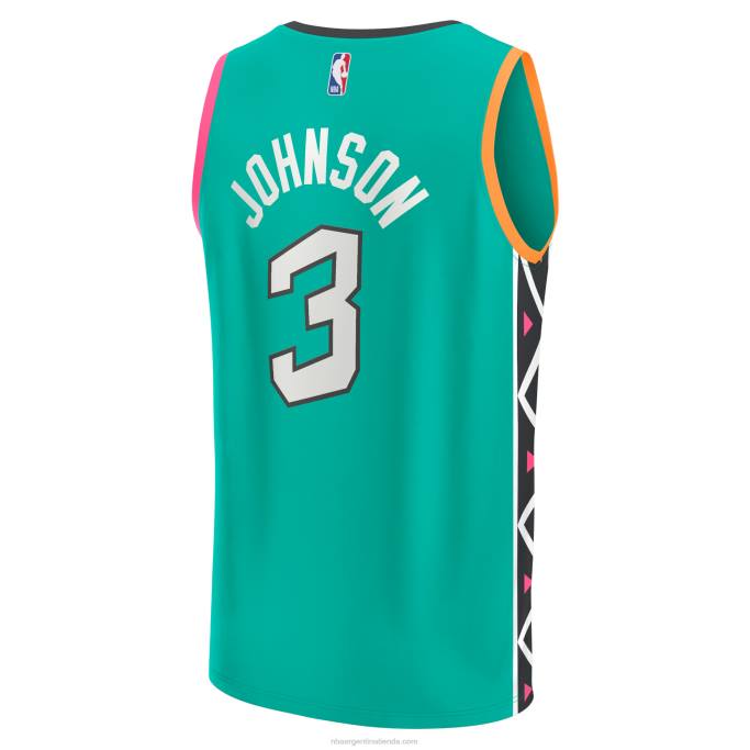 NBA 0F6D319 camiseta de los san antonio spurs keldon johnson turquesa fastbreak