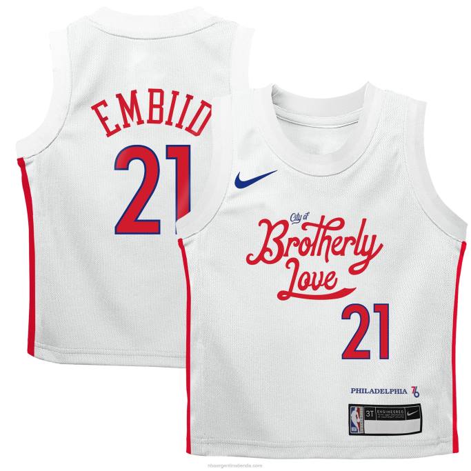NBA 0F6D16962 camiseta nike joel embiid philadelphia 76ers réplica blanca niño