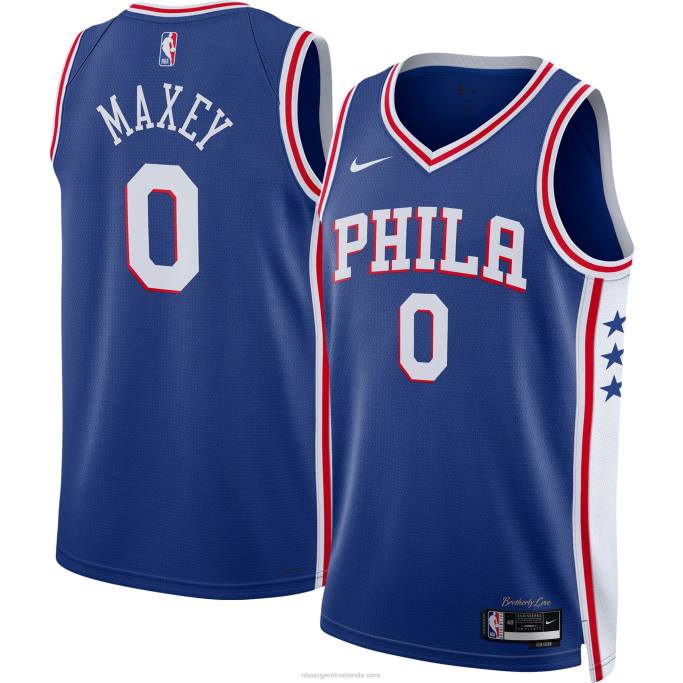 NBA 0F6D1713 philadelphia 76ers tyrese maxey nike royal swingman camiseta