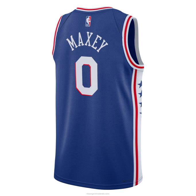 NBA 0F6D1713 philadelphia 76ers tyrese maxey nike royal swingman camiseta