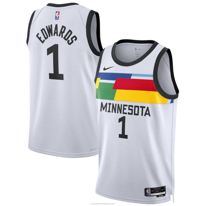 NBA 0F6D2726 camiseta de los minnesota timberwolves anthony edwards nike blanca swingman