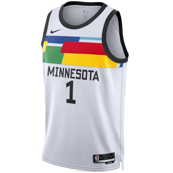 NBA 0F6D2726 camiseta de los minnesota timberwolves anthony edwards nike blanca swingman