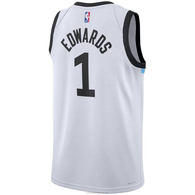 NBA 0F6D2726 camiseta de los minnesota timberwolves anthony edwards nike blanca swingman