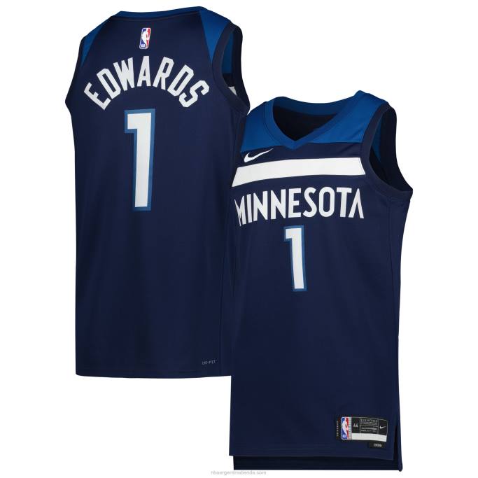 NBA 0F6D366 camiseta nike swingman de anthony edwards de los timberwolves de minnesota azul marino