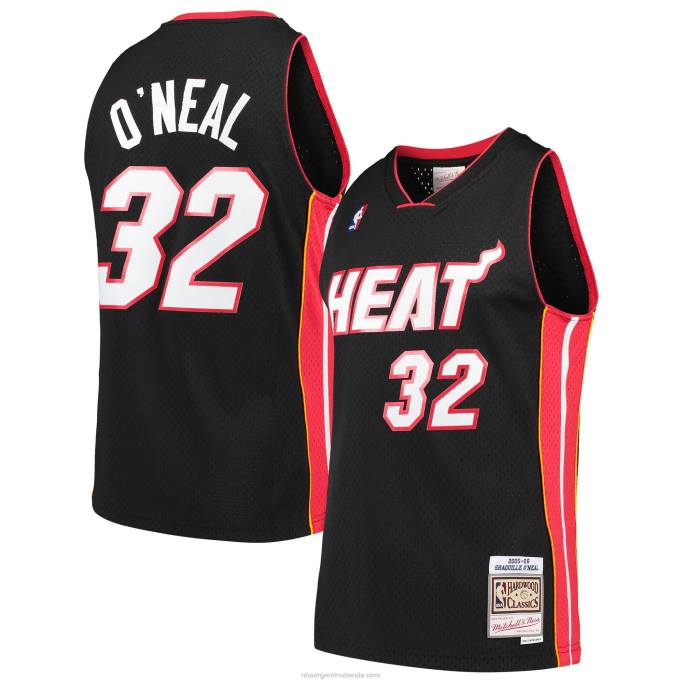 NBA 0F6D2193 shaquille o'neal miami heat mitchell & ness hardwood classics swingman jersey - negro