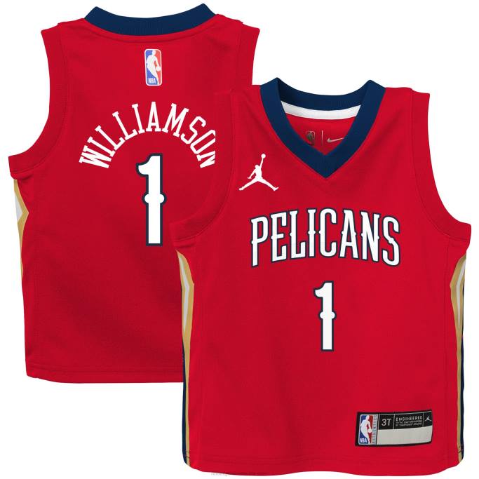 NBA 0F6D17134 jersey rojo de la marca jordan zion williamson de los pelícanos de nueva orleans para niños pequeños