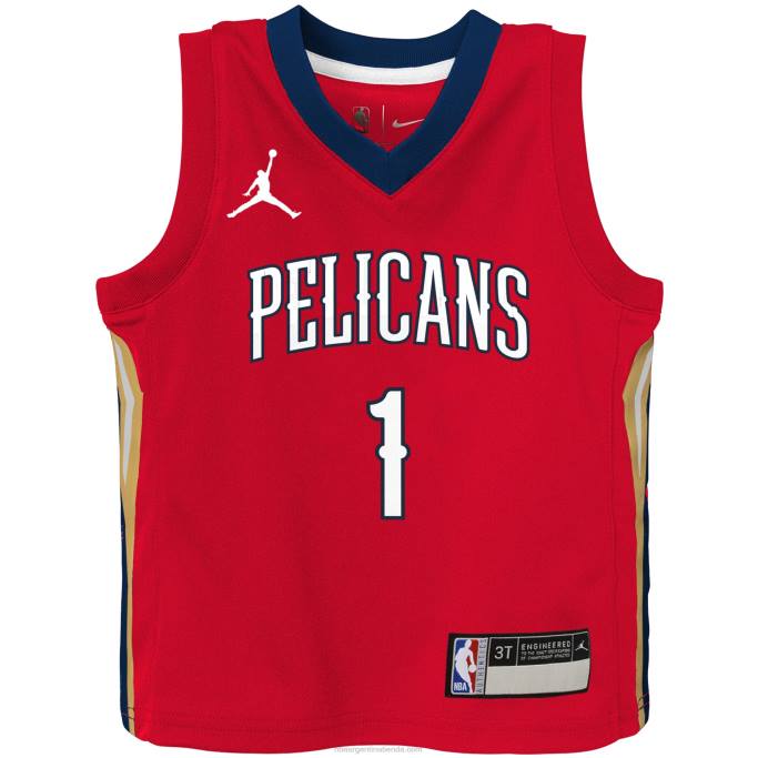 NBA 0F6D17134 jersey rojo de la marca jordan zion williamson de los pelícanos de nueva orleans para niños pequeños
