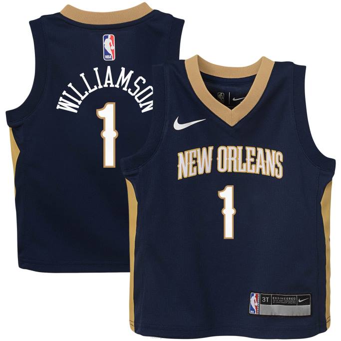 NBA 0F6D17243 camiseta réplica nike azul marino de los pelícanos de nueva orleans para niños pequeños zion williamson